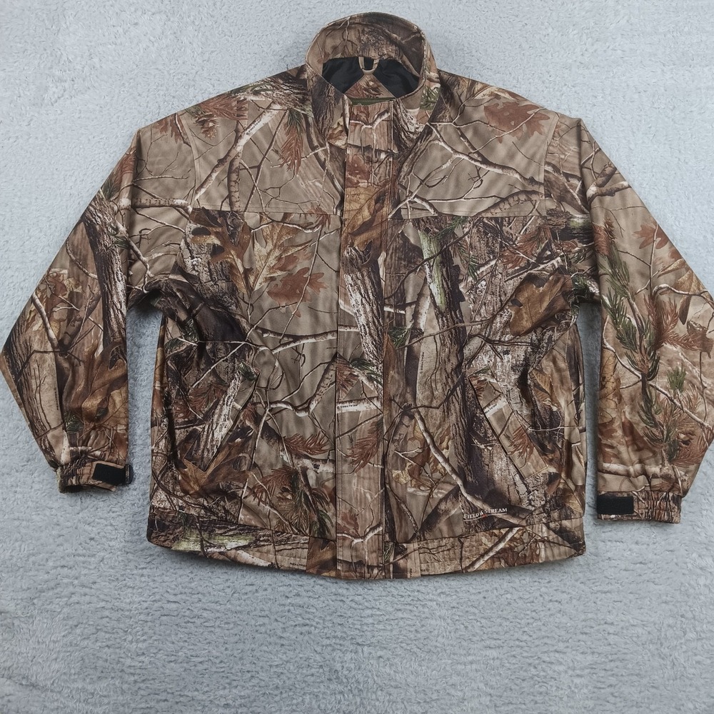 Field & Stream Hunting Jacket XL Brown Realtree AP‎ Camo Zip Snap Utility Mens